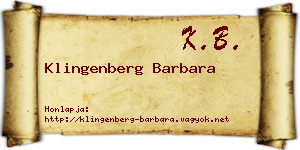 Klingenberg Barbara névjegykártya