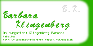 barbara klingenberg business card